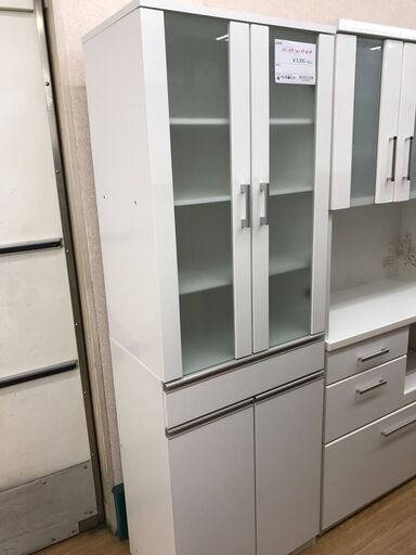 ★ジモティ割あり★  食器棚 白 H177×W59×D39 クリーニング済み KJ2506