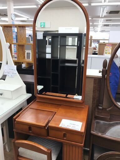 ★ジモティ割あり★  ミラー付きドレッサー 茶色 H165×W58×D43 クリーニング済み KJ2511