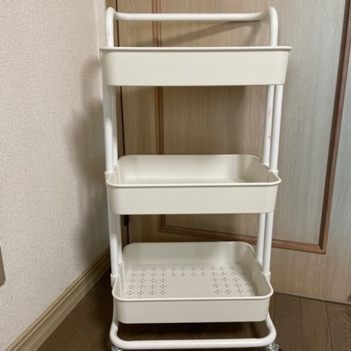 3段　ワゴン　ホワイト　キャスター　収納