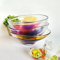 【作家物】虹色ガラスボウル3個の画像