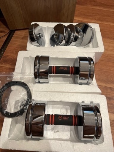 Northdeer ダンベル 可変式 小型 スチール製 15kg (7kg/10kg/12kg/15kg) 鏡面の仕上げ クロームメッキ　2つセット