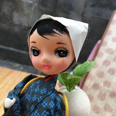 どうぞ【桜島大根人形】かぢや物産 髙さ28㎝ 民芸 お土産 置物 鹿児島 九州 日本人形 ドール の画像