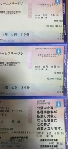 ひろがるスカイ！プリキュア　ドリームステージ　8／6 山梨公演チケット