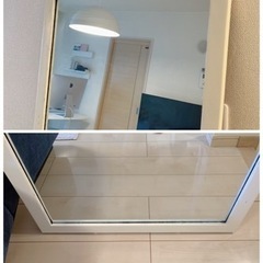 天然木 ヴィンテージ スタントミラー オフホワイトの画像