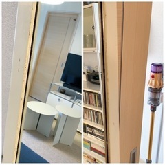 天然木 ヴィンテージ スタントミラー オフホワイトの画像