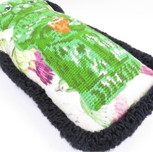 【GUCCI】クッション ベアー コットン キャンバス グリーン 花柄 熊 枕