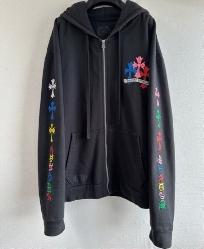 【CHROME HEARTS】マルチカラー セメタリークロス ジップ型 パーカー