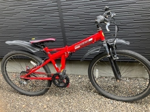 フェラーリ 折りたたみ マウンテンバイク 26インチ自転車 赤