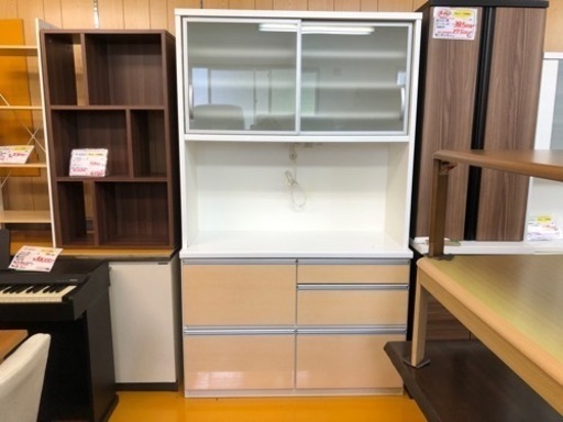 【リサイクルサービス八光】幅117.2㎝　大川家具　クロト　大型食器棚　コンセント付