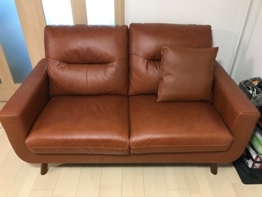 ニトリ　2人ソファ部分革製
