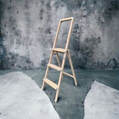 23C053_ジ【美品】３段脚立 踏み台 ウッディステップ 