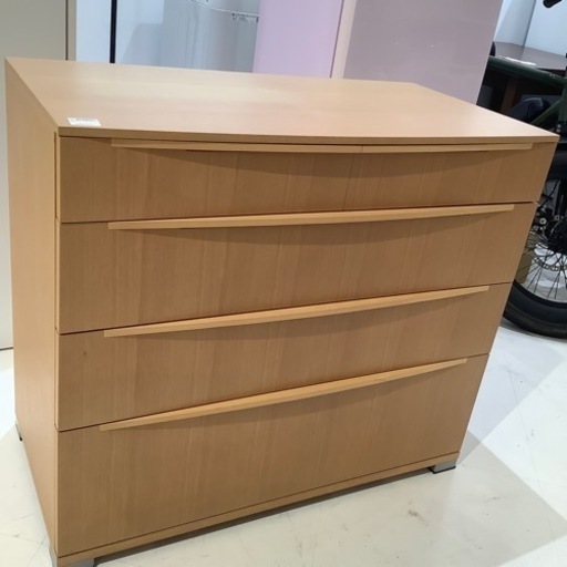 【トレファク神戸南店】4段チェスト　ワイド　ナチュラル【取りに来れる方限定】