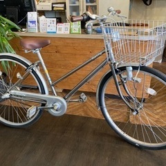 前輪タイヤ新品！】LEDダイナモ 内装3段 26インチ自転車 ガンメタ