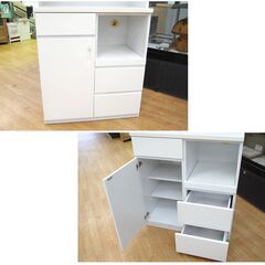 ホワイトキッチンボード 190cm レンジボード 幅80×奥行47×高さ190cm 白 食器棚 キッチンボード 札幌市