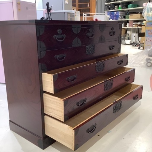 【トレファク神戸南店】5段チェスト　筑後民芸　ワイド　ダークブラウン　箪笥【取りに来られる方限定】 トレファク神戸南店】5段チェスト 筑後民芸 ワイド ダークブラウン