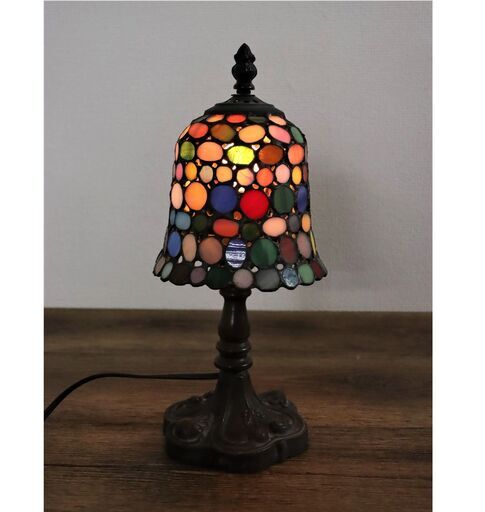 【骨12/4】≪ZU588ジ≫ 点灯OK ステンドグラス 小型 卓上ランプ マーブル 卓上照明/スタンド照明 テーブルランプ/デスクランプ/卓上ライト インテリア