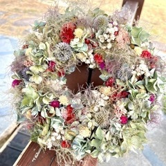 ずっと飾れる紫陽花リース　あじさいリース　ドライフラワーリースjajdの画像