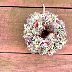 ずっと飾れる紫陽花リース　あじさいリース　ドライフラワーリースjajdの画像