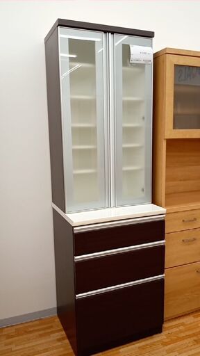 ★ジモティ割あり★  食器棚 ブラウン H189.5×D50.5×W59 クリーニング済み YJ361
