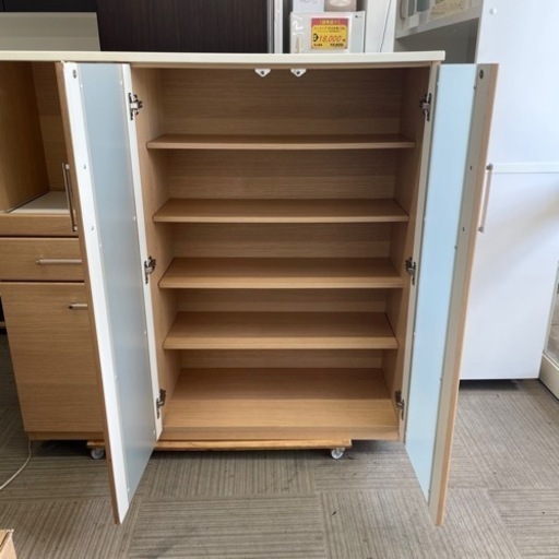 【美品】ニトリ 木目調食器棚 ニトリ 幅120cm キッチンボード(SP201 120KB GY) 食器棚