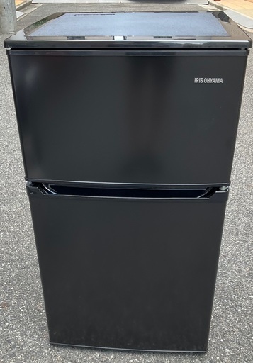 【RKGRE-194】特価！アイリスオーヤマ/90L 2ドア冷凍冷蔵庫/IRSD-9B-B/中古品/2021年製/当社より近隣無料配達！