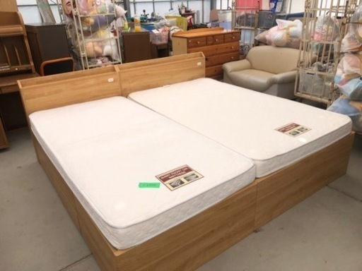 ワイドキング相当220cm幅 ニトリ セミダブル&シングル ベッド下収納付き