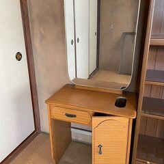 レトロ　ドレッサー　鏡　化粧　お色直し　収納　ガラス戸　ビンテー...