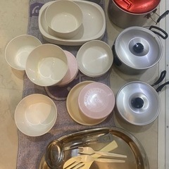 キャンプ　食器セット　パラソル