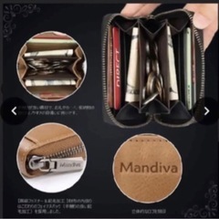 U40 ★Mandiva  上等　ミニ財布　キャメル　メンズ レディース 大容量コンパクトの画像