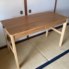 値下げしました！] 無印良品 オーク無垢材デスク（引出・足元棚付）幅