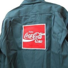 保管品 CocaCola TAIWA 長袖シャツ Lサイズ 深緑 Enjoy ワッペン 制服 ワークシャツ ユニフォーム コカコーラ  札幌市 清田区 平岡の画像