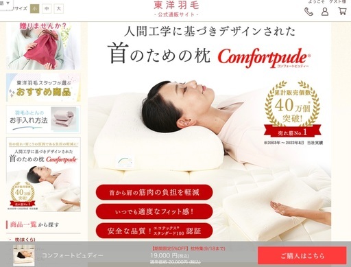 まくら　東洋羽毛　コンフォートビューティ