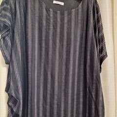 G【大きいサイズ★3L黒ストライプ★半袖】新品同様　
