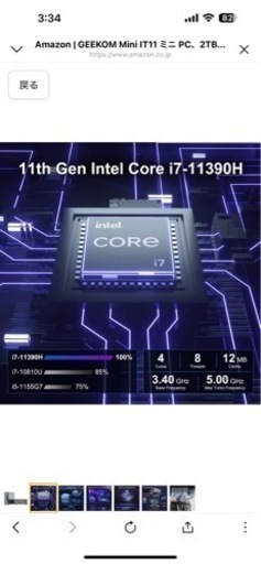 GEEKOM Mini IT11 ミニ PC、2TB Intel i7-11390H 