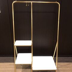 【展示品・未使用品】 ハンガーラック 大理石柄 ゴールド 幅90 定価17,990?自社配送時?代引き可?※現金、クレジット、スマホ決済対応※