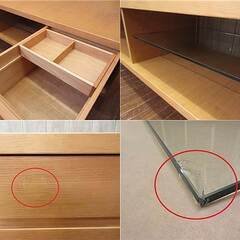 ss5402　カンディハウス　テレビボード　エクリプス　幅180　ナチュラル　CONDE HOUSE　ローボード　テレビ台　TV台　引出2杯　ガラス天板 　リビングボード　TVボード　AVボード　リビング収納　大型　脚付きの画像