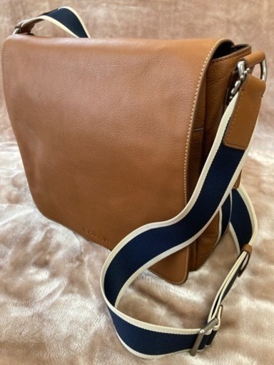 COACHコーチ 本革レザーショルダーバッグ　メンズ　ブラウン