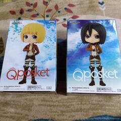進撃の巨人　アルミン　ミカサ　Qposket フィギュアの画像