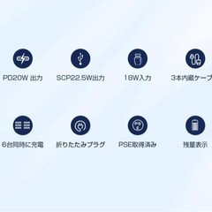 【新品未使用】モバイルバッテリー 15000mAh 大容量 多機能 コンパクト アダプターの画像