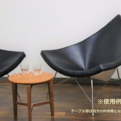 ≪W1113ジ≫ Herman Miller/ハーマンミラー ココナッツチェア ジョージ・ネルソン 黒革張り ホワイトフレーム ラウンジチェア インテリア の画像