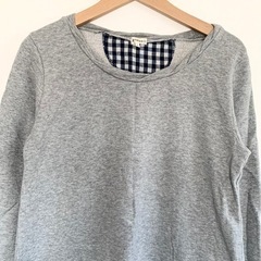3can4on 【M】 ギンガムチェック ネイビー シャツ  グレー カットソーの画像