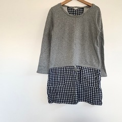 3can4on 【M】 ギンガムチェック ネイビー シャツ  グレー カットソーの画像