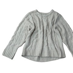 SM2 【L】 ケーブルニット ベージュ ふんわり クールネック セーターの画像