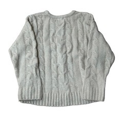 SM2 【L】 ケーブルニット ベージュ ふんわり クールネック セーターの画像