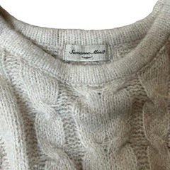 SM2 【L】 ケーブルニット ベージュ ふんわり クールネック セーターの画像