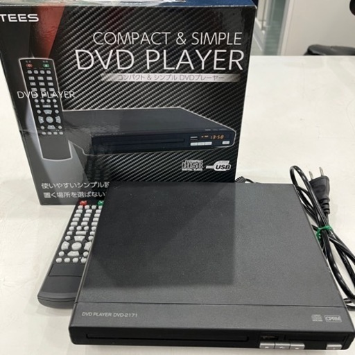 ＊【動作品】TEES コンパクト\u0026シンプル DVDプレーヤー DVD-2171 リモコン 箱付き
