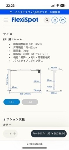 flexispot 電動式昇降デスク　120×60 マホガニー天板　ブラック