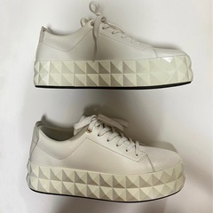 美品 エンポリオアルマーニ 厚底スニーカー 白 レディース 37の画像