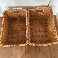 IKEA イケアTRUMMIS トルミス バスケット2点ハンドメイド 籐