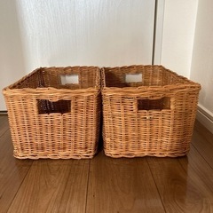 IKEA イケアTRUMMIS トルミス バスケット　2点　ハンドメイド 籐の画像